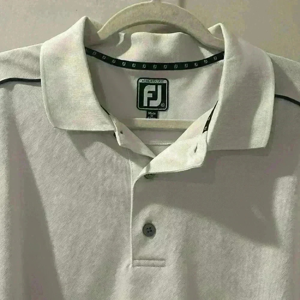 FJ Foot Joy Golf Polo Athletic‎ Fit Shirt White Short Sleeve Mens Size XL - Picture 3 of 11